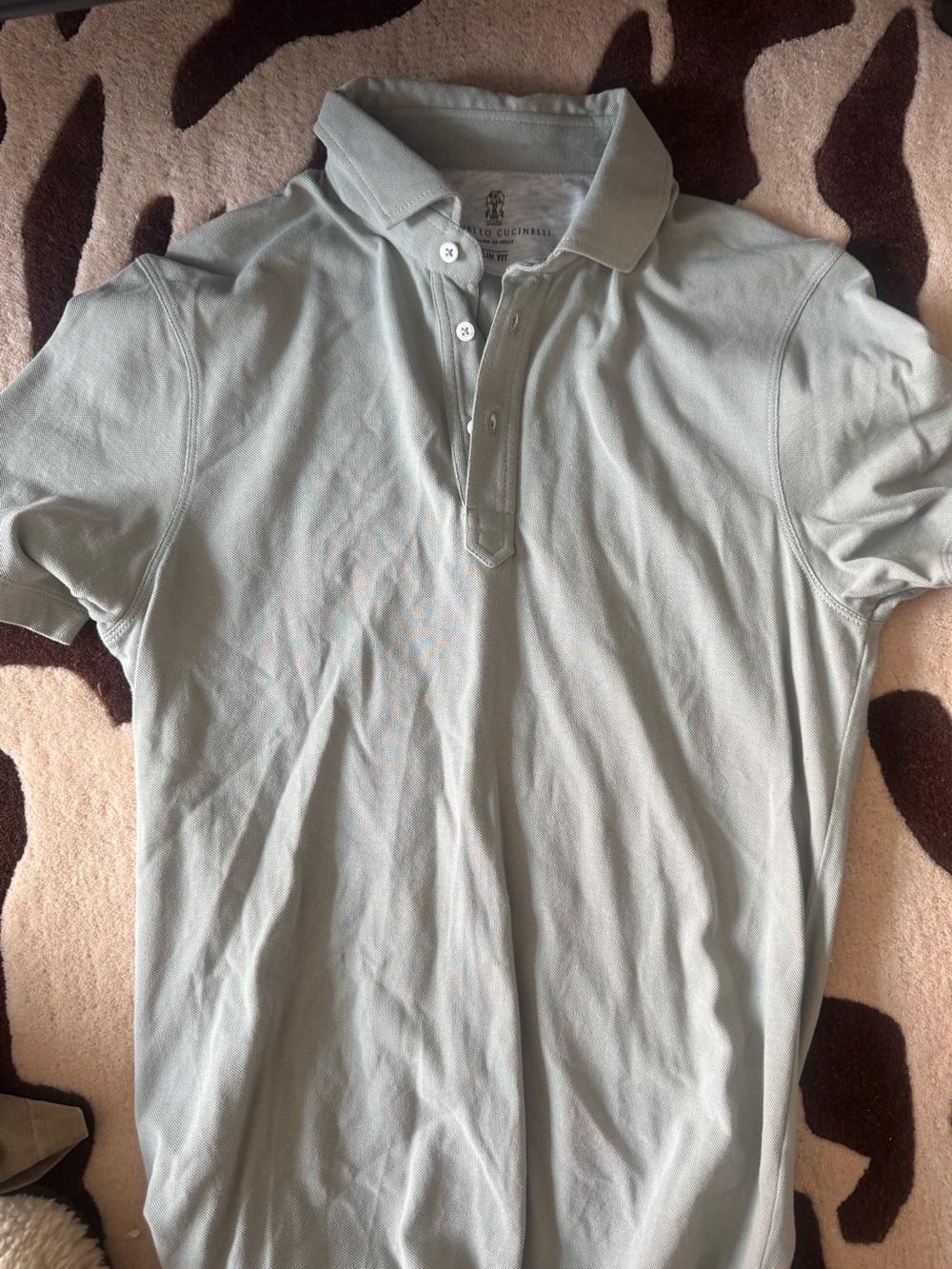 BRUNELLO CUCINELLI SLIM FIT GREEN POLO SIZE SMALL